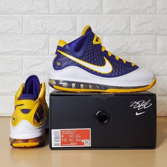 Nike Other - Nike Lebron 7 VII QS Media Day LA Mens Size 6 Purple White Yellow CW2300-500